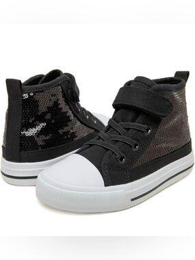 Kids Black Sequin High-Top Sneakers